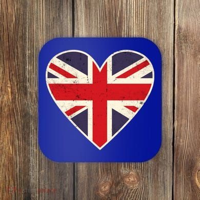 Heart Shaped British Union Jack Flag Cool Gift Coaster