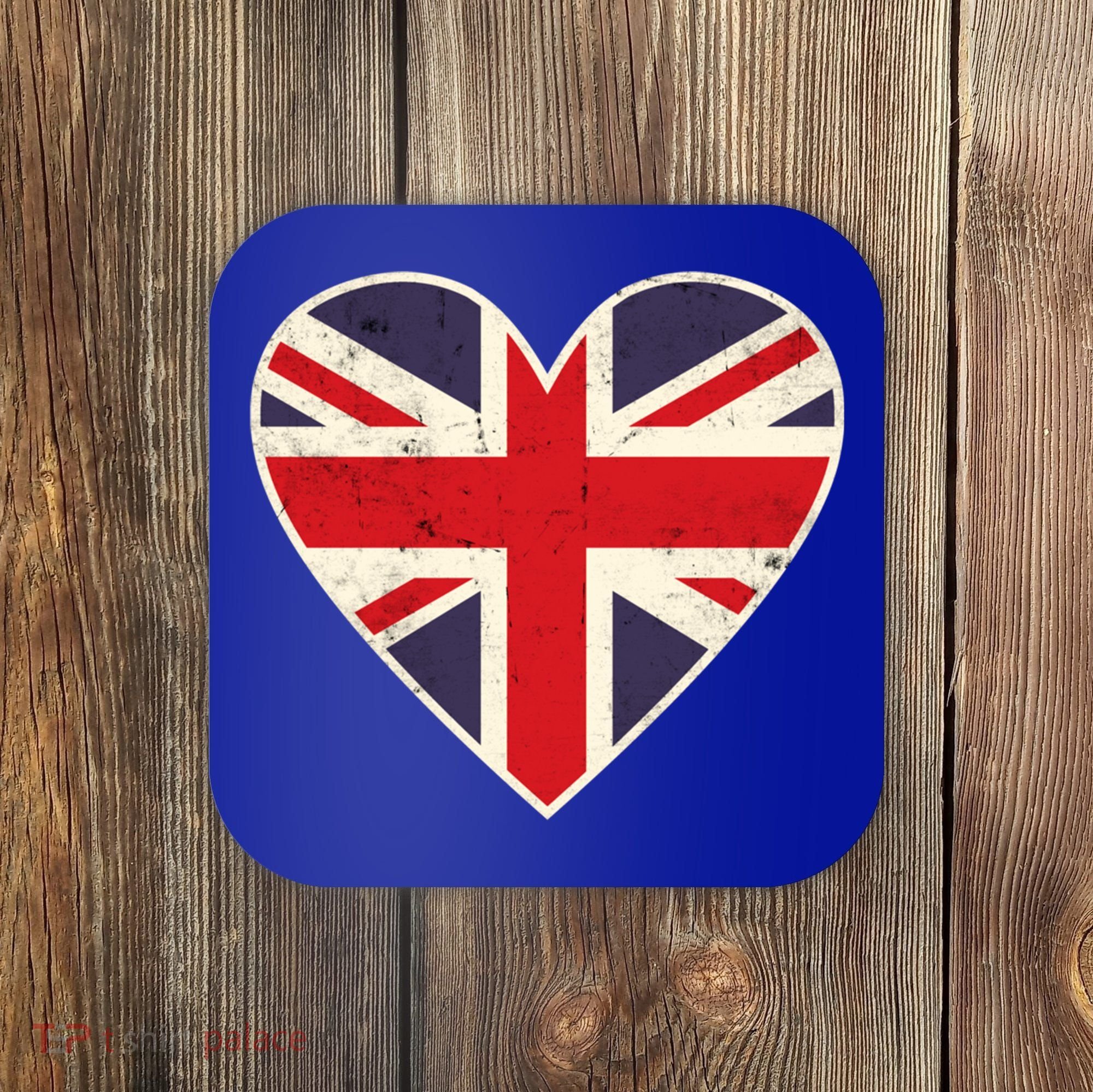 Heart Shaped British Union Jack Flag Cool Gift Coaster