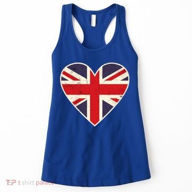 Heart Shaped British Union Jack Flag Cool Gift Women's Tank Top