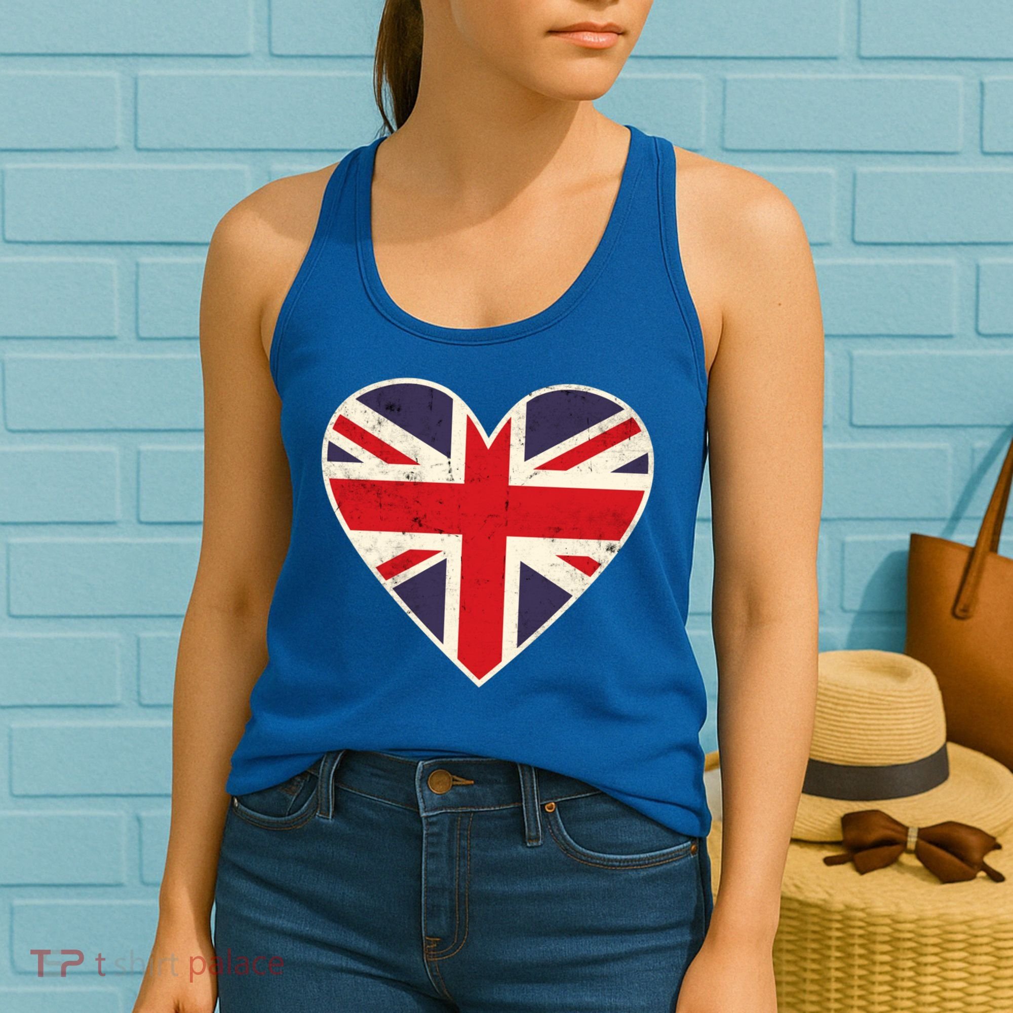 Heart Shaped British Union Jack Flag Cool Gift Women's Tank Top