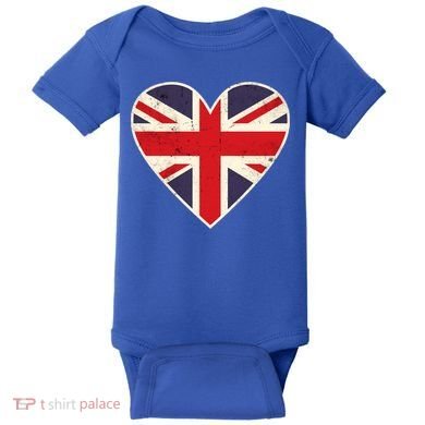 Heart Shaped British Union Jack Flag Cool Gift Baby Bodysuit