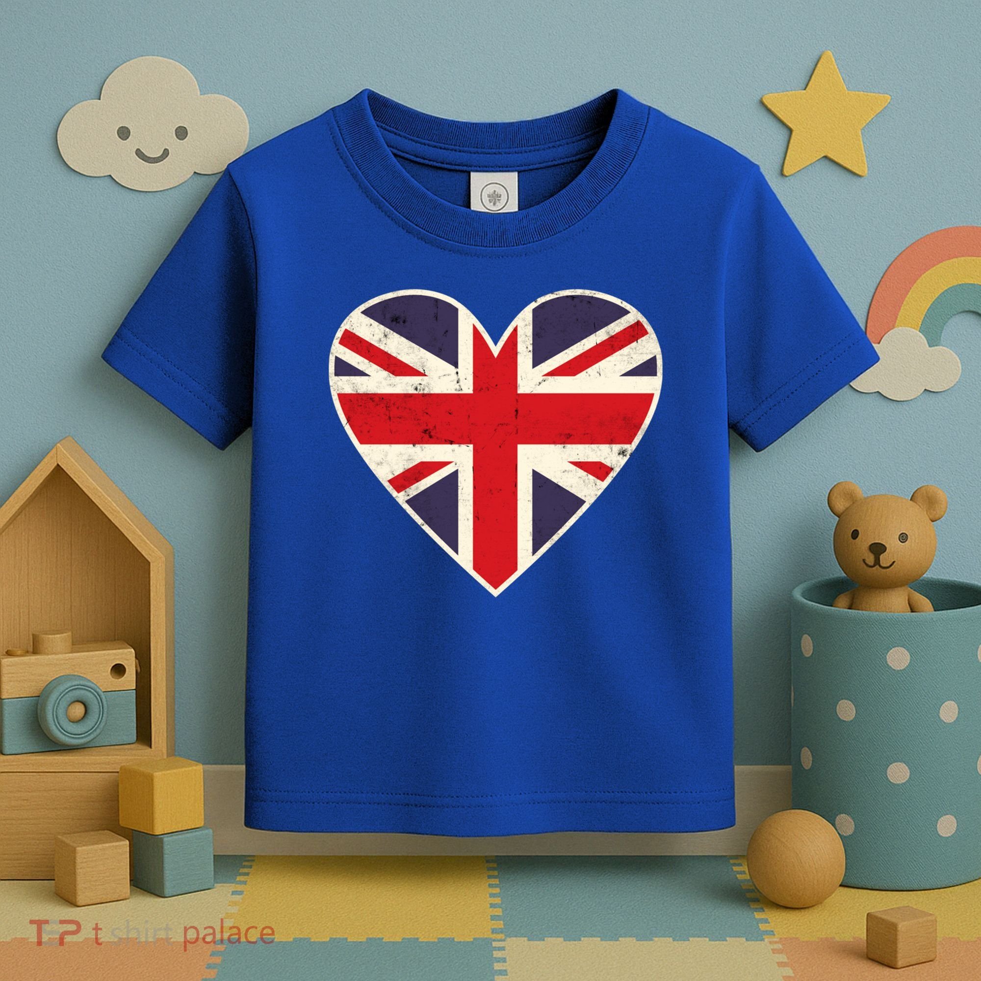 Heart Shaped British Union Jack Flag Cool Gift Toddler T-Shirt