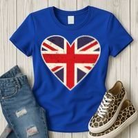 Heart Shaped British Union Jack Flag Cool Gift Women's T-Shirt thumb 3