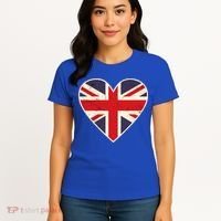 Heart Shaped British Union Jack Flag Cool Gift Women's T-Shirt thumb 4