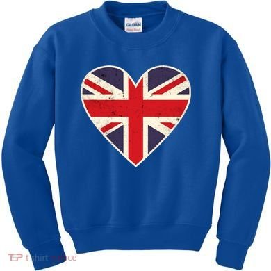 Heart Shaped British Union Jack Flag Cool Gift Kids Sweatshirt
