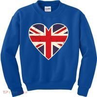 Heart Shaped British Union Jack Flag Cool Gift Kids Sweatshirt thumb 0