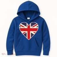 Heart Shaped British Union Jack Flag Cool Gift Kids Hoodie thumb 0