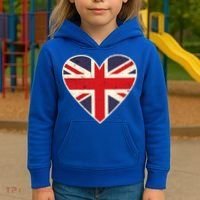 Heart Shaped British Union Jack Flag Cool Gift Kids Hoodie thumb 3