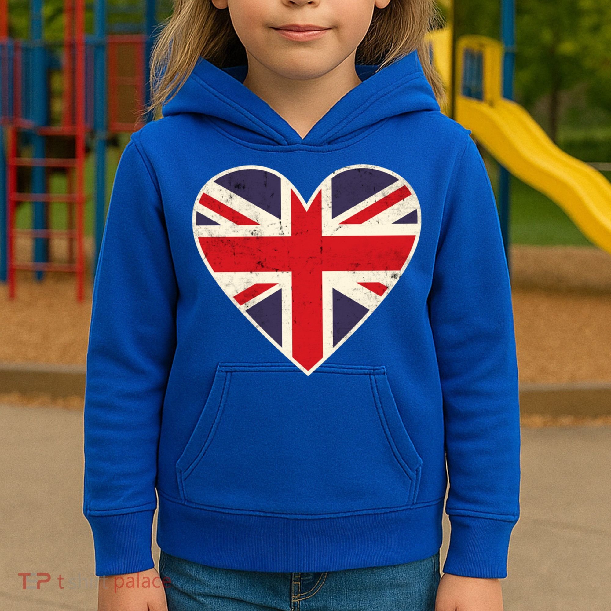 Heart Shaped British Union Jack Flag Cool Gift Kids Hoodie