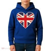 Heart Shaped British Union Jack Flag Cool Gift Kids Hoodie thumb 4