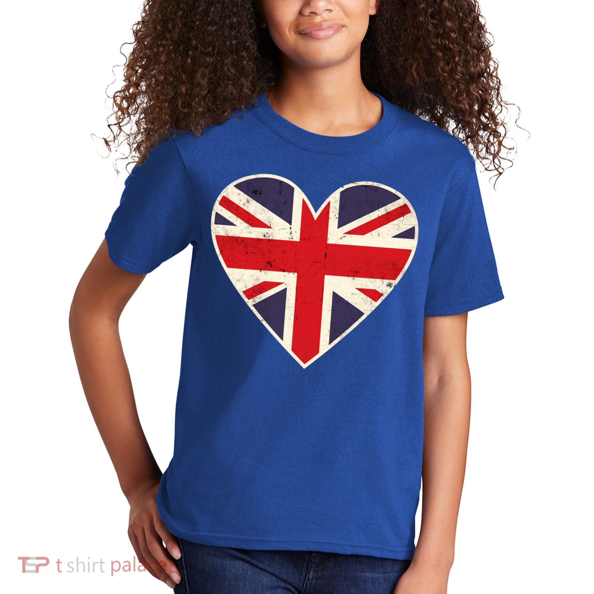 Heart Shaped British Union Jack Flag Cool Gift Kids T-Shirt