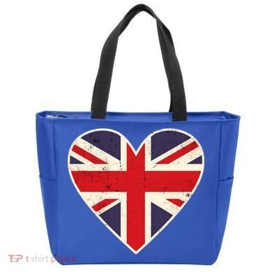 Heart Shaped British Union Jack Flag Cool Gift Tote Bag