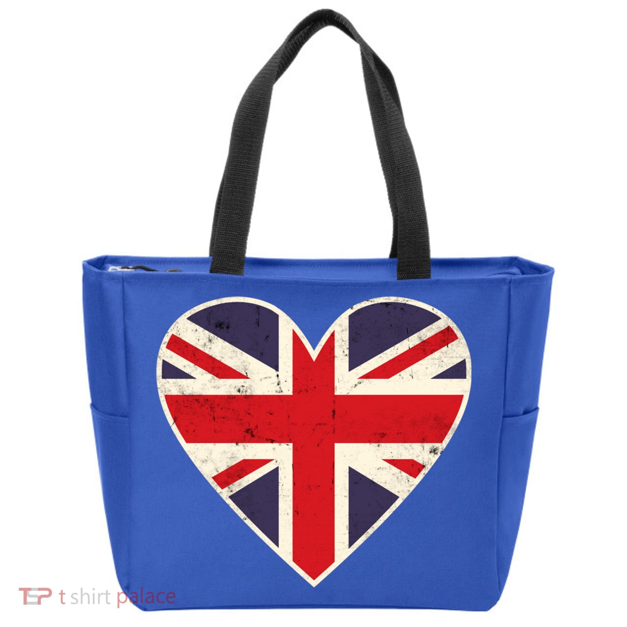 Heart Shaped British Union Jack Flag Cool Gift Tote Bag
