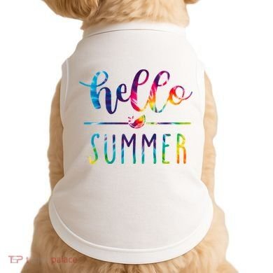 Hello Summer Colorful Rainbow Doggie Tank