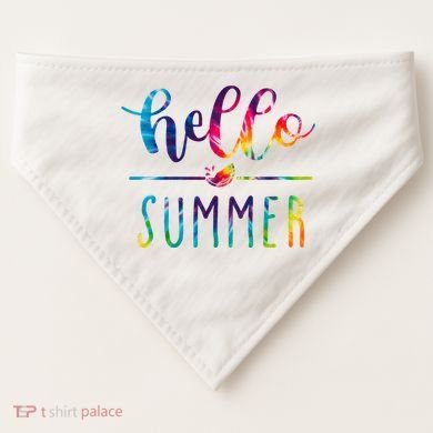 Hello Summer Colorful Rainbow USA-Made Doggie Bandana