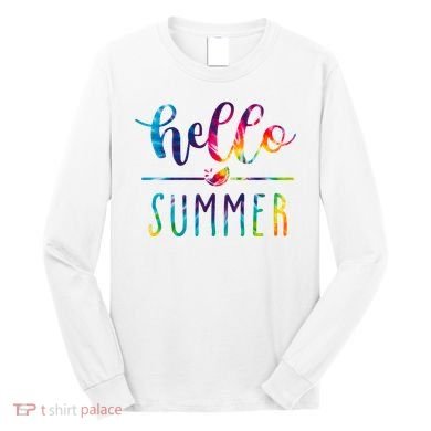 Hello Summer Colorful Rainbow Long Sleeve Shirt