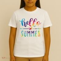 Hello Summer Colorful Rainbow T-Shirt thumb 4