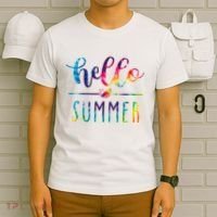 Hello Summer Colorful Rainbow T-Shirt thumb 6