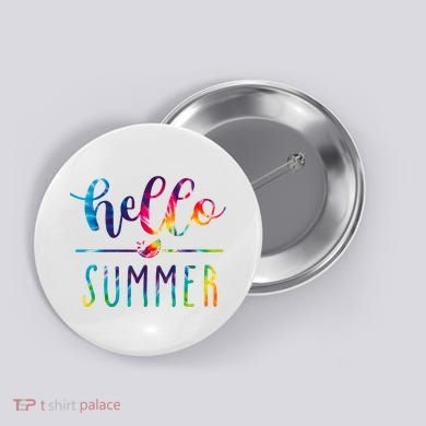Hello Summer Colorful Rainbow Button
