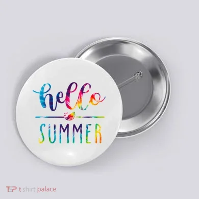 Hello Summer Colorful Rainbow Button