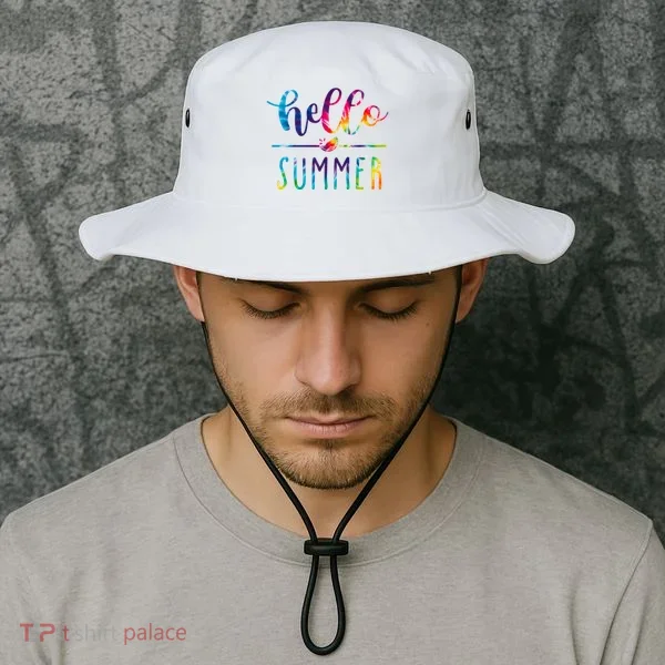 Hello Summer Colorful Rainbow Bucket Hat