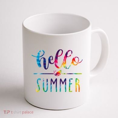 Hello Summer Colorful Rainbow Coffee Mug back