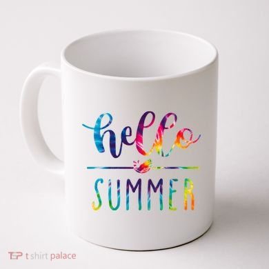 Hello Summer Colorful Rainbow Coffee Mug