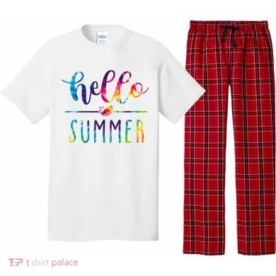 Hello Summer Colorful Rainbow Pajama Set