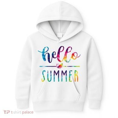Hello Summer Colorful Rainbow Kids Hoodie