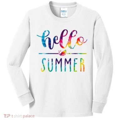 Hello Summer Colorful Rainbow Kids Long Sleeve Shirt
