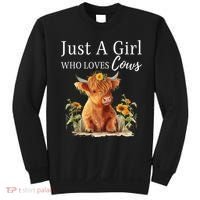 Highland Sunflower Cow Just A Girl Who Loves Cows Sweatshirt thumb 0
