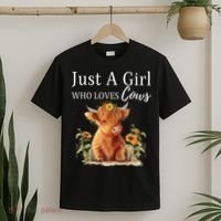 Highland Sunflower Cow Just A Girl Who Loves Cows T-Shirt thumb 2