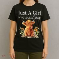 Highland Sunflower Cow Just A Girl Who Loves Cows T-Shirt thumb 4