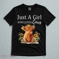 Highland Sunflower Cow Just A Girl Who Loves Cows T-Shirt thumb 5