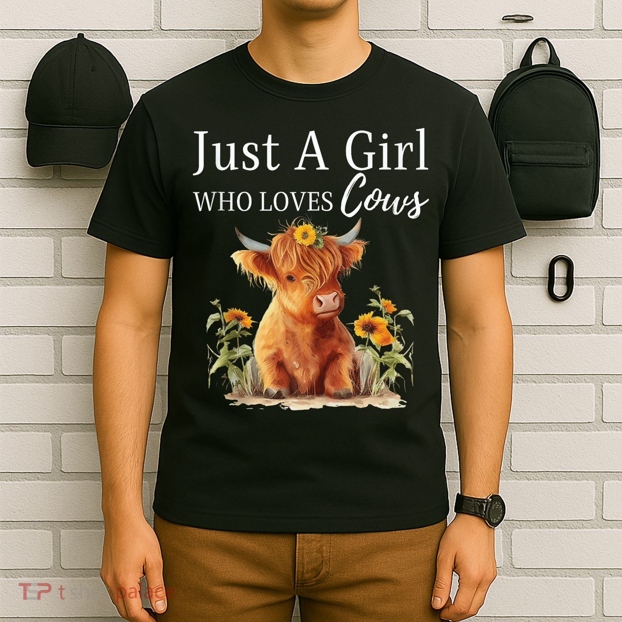 Highland Sunflower Cow Just A Girl Who Loves Cows T-Shirt