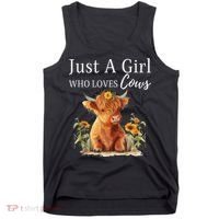 Highland Sunflower Cow Just A Girl Who Loves Cows Tank Top thumb 0