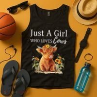 Highland Sunflower Cow Just A Girl Who Loves Cows Tank Top thumb 4