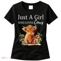 Highland Sunflower Cow Just A Girl Who Loves Cows Women's T-Shirt thumb 0