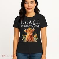 Highland Sunflower Cow Just A Girl Who Loves Cows Women's T-Shirt thumb 4