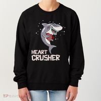 Heart Shark Crusher Valentines Day Cute Vgiftday Gift Women's Sweatshirt thumb 0
