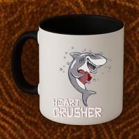 Heart Shark Crusher Valentines Day Cute Vgiftday Gift Coffee Mug thumb 2
