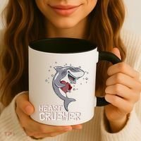 Heart Shark Crusher Valentines Day Cute Vgiftday Gift Coffee Mug thumb 3