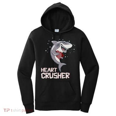 Heart Shark Crusher Valentines Day Cute Vgiftday Gift Women's Hoodie