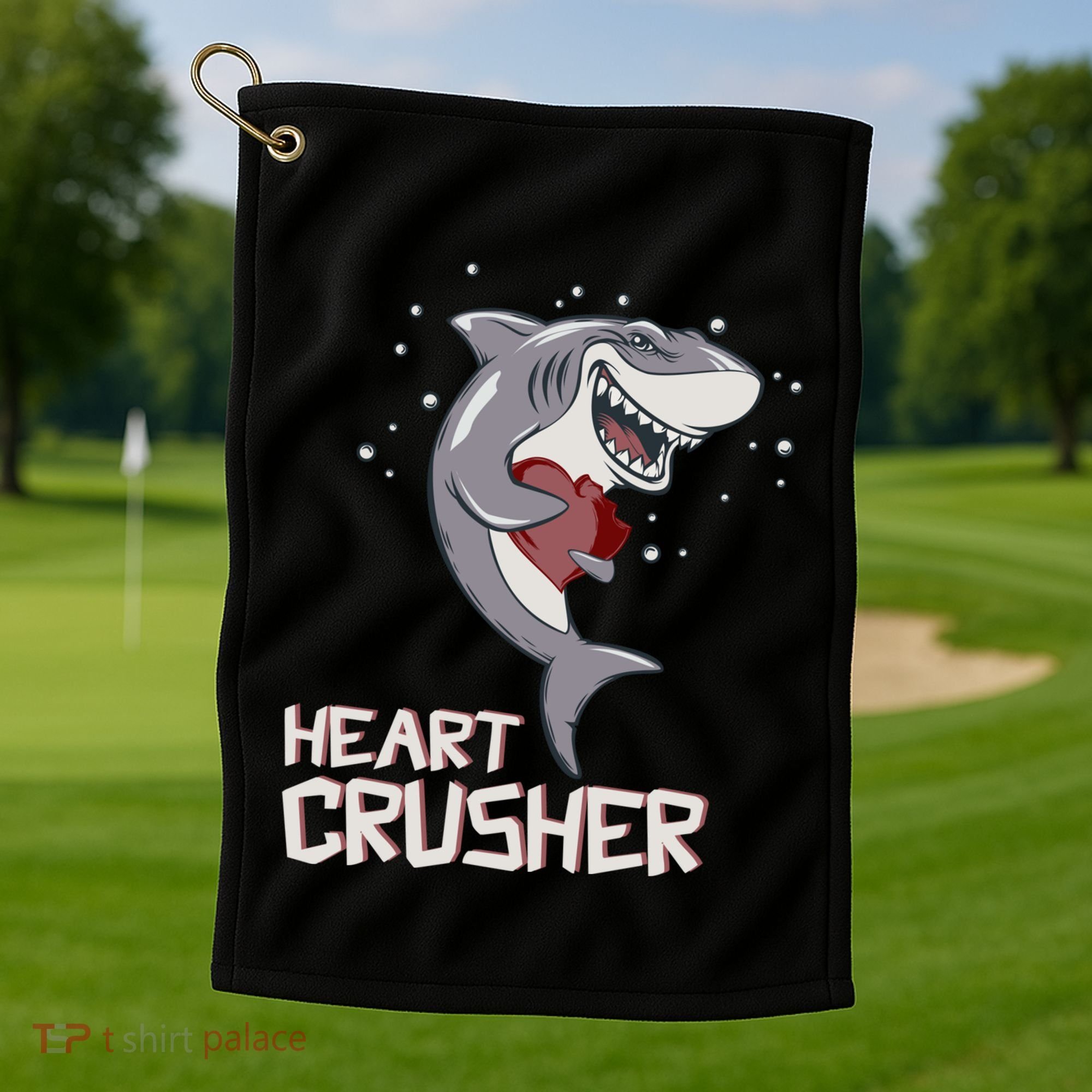 Heart Shark Crusher Valentines Day Cute Vgiftday Gift Golf Towel