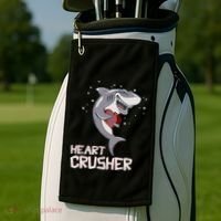 Heart Shark Crusher Valentines Day Cute Vgiftday Gift Golf Towel thumb 2