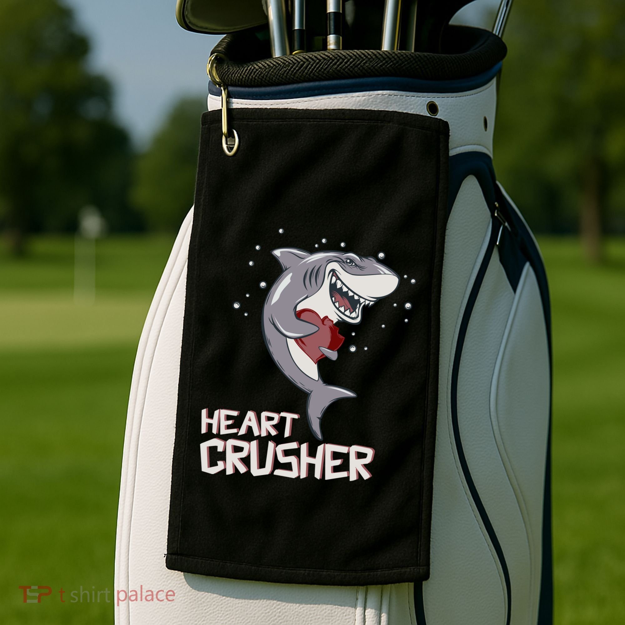 Heart Shark Crusher Valentines Day Cute Vgiftday Gift Golf Towel