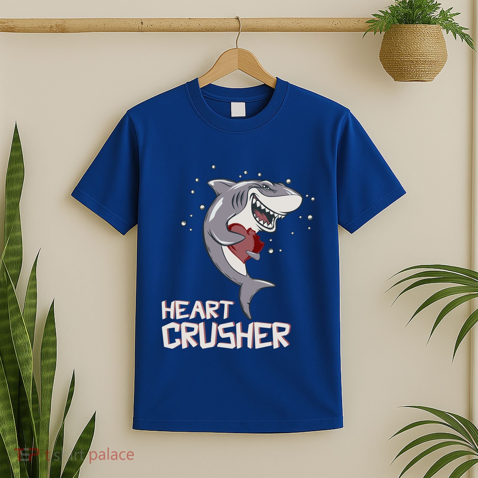 Heart Shark Crusher Valentines Day Cute Vgiftday Gift T-Shirt