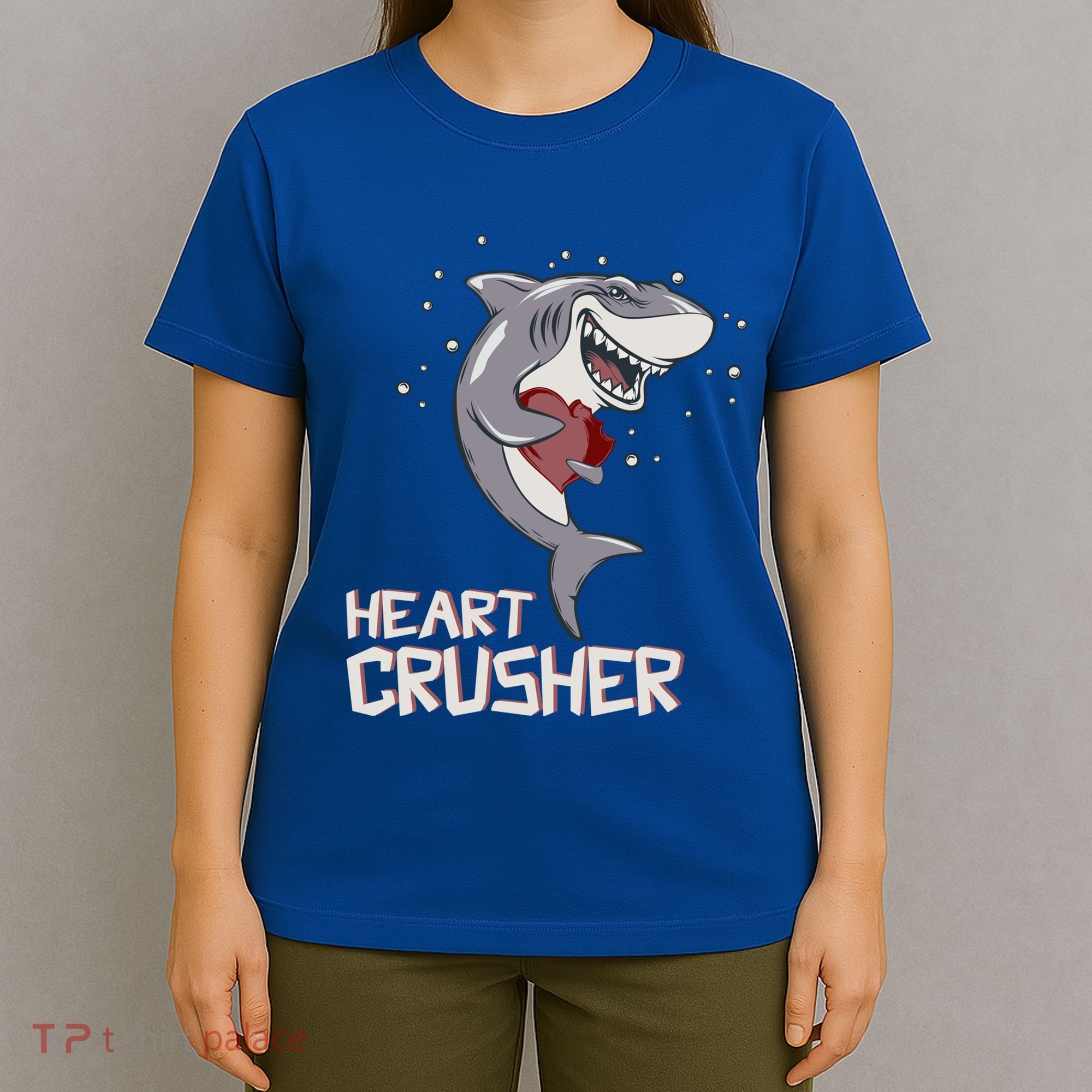 Heart Shark Crusher Valentines Day Cute Vgiftday Gift T-Shirt