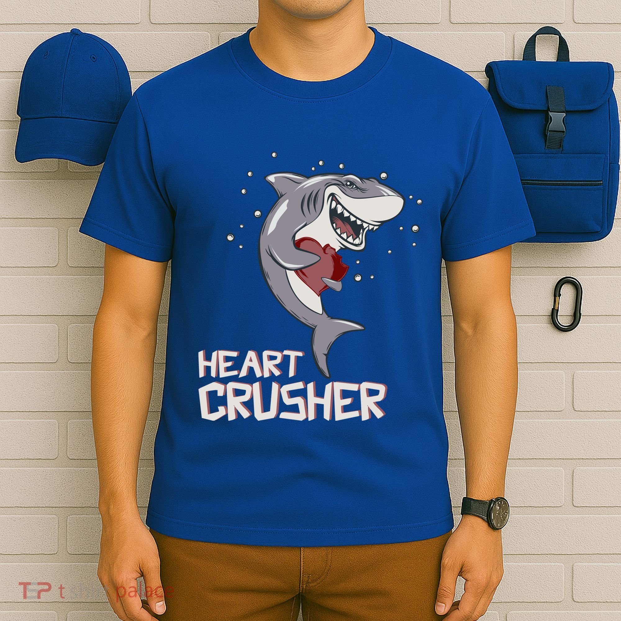Heart Shark Crusher Valentines Day Cute Vgiftday Gift T-Shirt