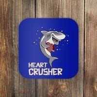 Heart Shark Crusher Valentines Day Cute Vgiftday Gift Coaster thumb 0